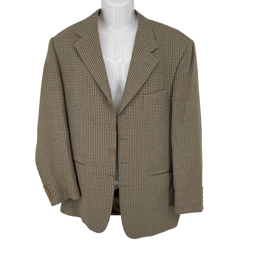Vtg Bachrach Wool Blazer Jacket Brown Plaid Sport Coat Size 42L‎ NWT Grandpa